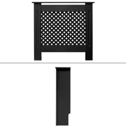 Heizkörperverkleidung 78x19x82 cm Raute Schwarz aus MDF