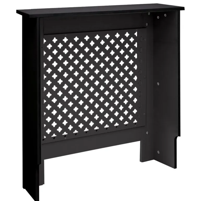 Heizkörperverkleidung 78x19x82 cm Raute Schwarz aus MDF