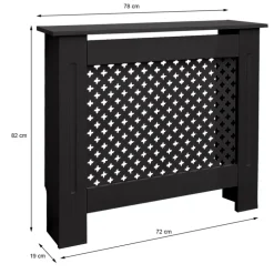 Heizkörperverkleidung 78x19x82 cm Raute Schwarz aus MDF