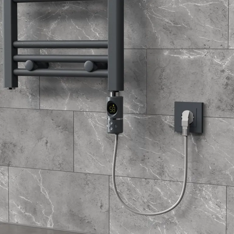 Heizstab 300W Anthrazit mit Thermostat und LCD Bildschirm LuxeBath