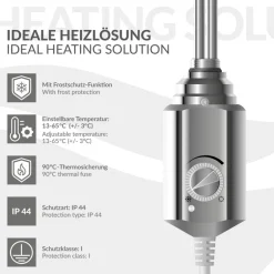 Heizstab 600W Chrome mit Thermostat für Badheizkörper LuxeBath