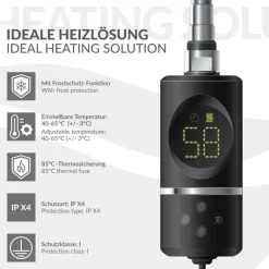 Heizstab 300W Schwarz mit Thermostat und LCD Bildschirm LuxeBath
