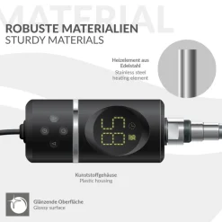 Heizstab 600W Schwarz mit Thermostat und LCD Bildschirm LuxeBath