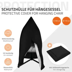 Hängesessel Abdeckung 190x115 cm mit Reißverschluss und Kordelzug ML-Design