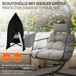 Hängesessel Abdeckung 190x115 cm mit Reißverschluss und Kordelzug ML-Design