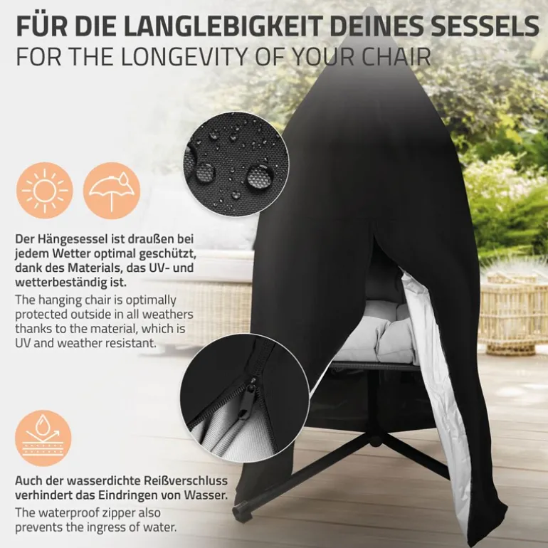 Hängesessel Abdeckung 190x115 cm mit Reißverschluss und Kordelzug ML-Design