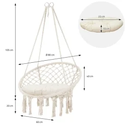 Hängesessel mit Sitzkissen Beige aus Baumwolle ML-Design