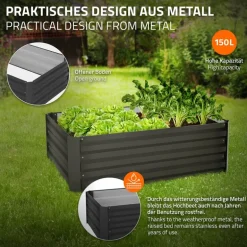 Hochbeet 90x60x30 cm Anthrazit aus Metall ML-Design