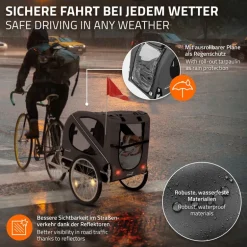 Hundeanhänger Fahrradanhänger Hunde bis 40 kg Grau HAUKI