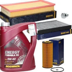 Inspektionspaket mit 5L Mannol Energy Formula PF 5W-40 Audi A3 (8L) VW Bora (1J)