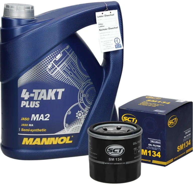 Inspektionspaket mit 4L Mannol Takt Plus 10W-40 Mazda 323 Nissan Primera