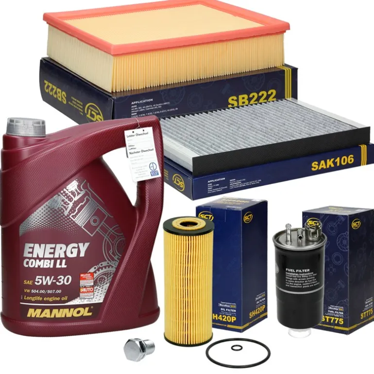 Inspektionspaket mit Mannol Energy Combi LL 5W-30 5L, Skoda Superb 1, VW Passat (3B)