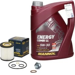 Inspektionspaket mit Mannol Motoröl Combi LL 5W-30, BMW 1-er (E81)