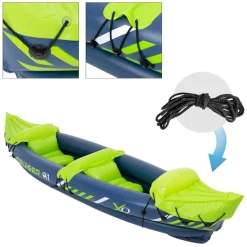 Kajak Cruiser X1 mit Alu-Doppelpaddel 318x80x55 cm Grün/Weiß/Blau aus Kunststoff