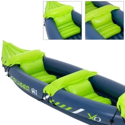 Kajak Cruiser X1 mit Alu-Doppelpaddel 318x80x55 cm Grün/Weiß/Blau aus Kunststoff