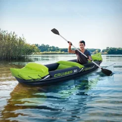 Kajak Cruiser X1 mit Alu-Doppelpaddel 318x80x55 cm Grün/Weiß/Blau aus Kunststoff