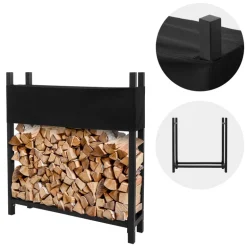 Kaminholzregal mit Abdeckung 113x25x115 cm Anthrazit aus Stahl ML-Design