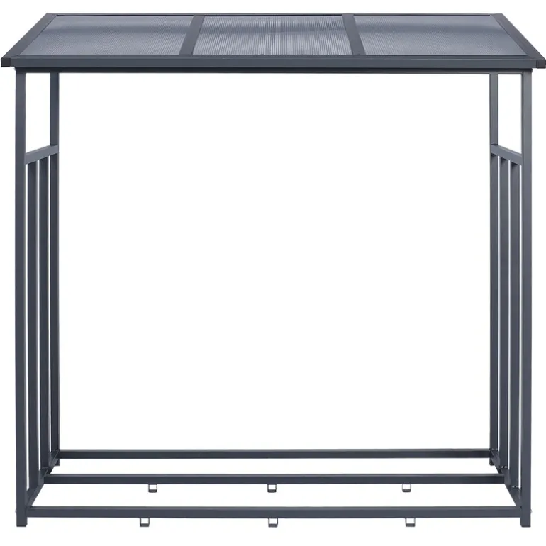 Kaminholzregal mit Abdeckung 143x70x145 cm Anthrazit aus Stahl ML-Design