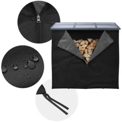 Kaminholzregal mit Abdeckung 187,5x70x185 cm Anthrazit aus Stahl ML-Design