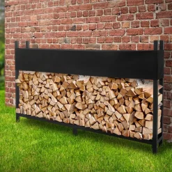 Kaminholzregal mit Abdeckung 200x25x115 cm Anthrazit aus Stahl ML-Design
