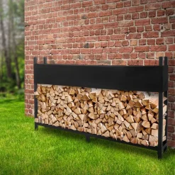 Kaminholzregal mit Abdeckung 200x25x115 cm Anthrazit aus Stahl ML-Design