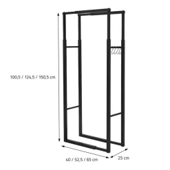 Kaminholzregal verstellbar 40-65x100,5-150,5x25 cm Schwarz aus Metall ML-Design