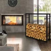 Kaminholzregal 100x25x100 cm Schwarz aus Metall ML-Design
