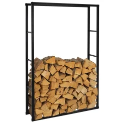 Kaminholzregal 100x25x150 cm Schwarz aus Metall ML-Design