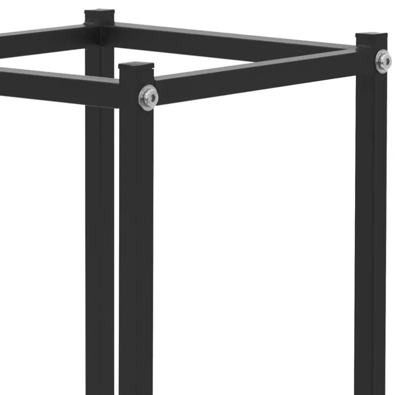 Kaminholzregal 33x33x115 cm Schwarz aus Metall ML-Design