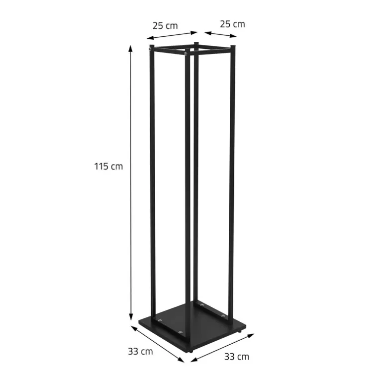 Kaminholzregal 33x33x115 cm Schwarz aus Metall ML-Design
