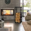 Kaminholzregal 40x100x25 cm Schwarz aus Metall ML-Design