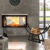 Kaminholzregal 55x21x94 cm Schwarz aus Metall ML-Design