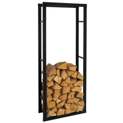 Kaminholzregal 60x25x150 cm Schwarz aus Metall ML-Design