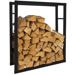 Kaminholzregal 80x25x100 cm Schwarz aus Metall ML-Design