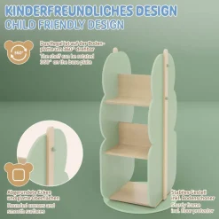 Kinder Bücherregal Baum-Form Grün/Natur mit 5 Regale Joyz