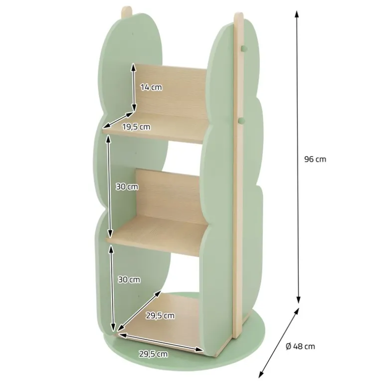 Kinder Bücherregal Baum-Form Grün/Natur mit 5 Regale Joyz