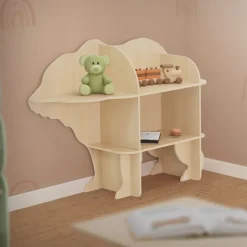 Kinder Bücherregal Bär-Design Natur mit offenen Regalen Joyz