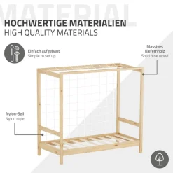 Kinderbett Fußballtor 70x140 cm Natur Einzelbett für Kinder Holzbett mit Lattenrost & Tornetz Handballtor ML-Design