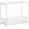 Kinderbett Fußballtor 80x160 cm Weiß aus Kiefernholz mit Matratze H-10cm Handballtor mit Lattenrost & Tornetz ML-Design