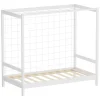 Kinderbett Fußballtor 80x160 cm Weiß Einzelbett für Kinder Holzbett mit Lattenrost & Tornetz Handballtor ML-Design