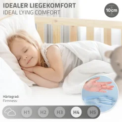 Kinderbett Hausbett 70x140 cm aus Kiefernholz inkl. Matratze H-10cm Rausfallschutz Dach und Lattenrost ML-Design