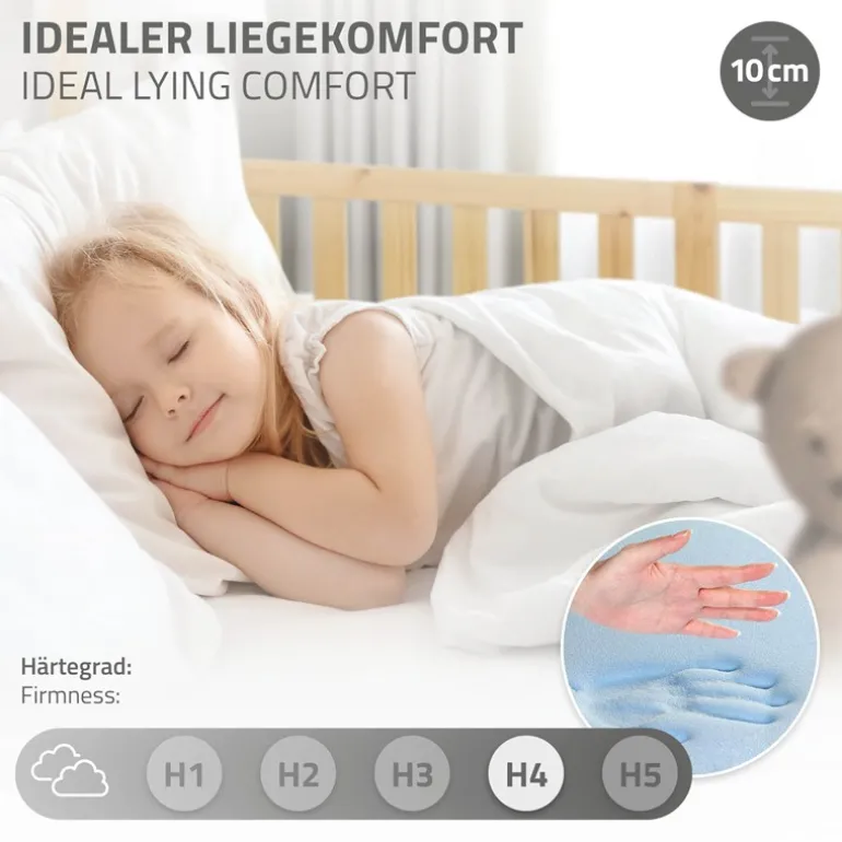 Kinderbett Hausbett 90x200 cm aus Kiefernholz inkl. Matratze H-10cm Rausfallschutz Dach und Lattenrost ML-Design