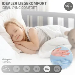 Kinderbett Hausbett 80x160 cm Hellgrau aus Kiefernholz inkl. Matratze H-10cm Rausfallschutz Dach und Lattenrost ML-Design