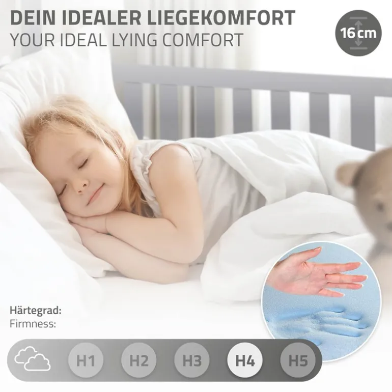 Kinderbett Hausbett 90x200 cm Hellgrau aus Kiefernholz inkl. Matratze H-16cm Rausfallschutz Dach und Lattenrost ML-Design