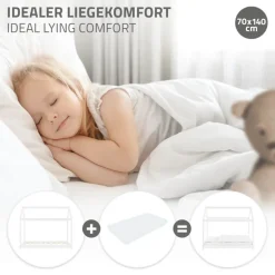 Kinderbett Hausbett 70x140 cm Weiß aus Kiefernholz Holzbett mit Dach und Lattenrost ML-Design