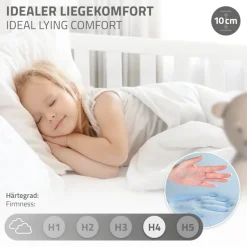 Kinderbett Hausbett 70x140 cm Weiß aus Kiefernholz inkl. Matratze H-10cm Rausfallschutz Dach und Lattenrost ML-Design