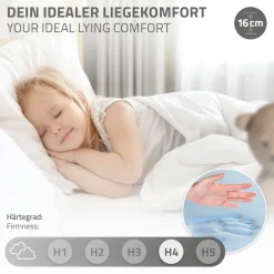 Kinderbett Haus 90x200 cm Natur mit Matratze H:16cm Holzbett für Kinder mit Lattenrost Schornstein Design ML-Design