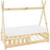 Kinderbett Tipi 70x140 cm aus Kiefernholz inkl. Matratze H-10cm Rausfallschutz und Lattenrost ML-Design