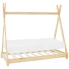 Kinderbett Tipi 80x160 cm aus Kiefernholz inkl. Matratze H-10cm Holzbett mit Lattenrost ML-Design