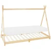 Kinderbett Tipi 90x200 cm aus Kiefernholz inkl. Matratze H-10cm Holzbett mit Lattenrost ML-Design
